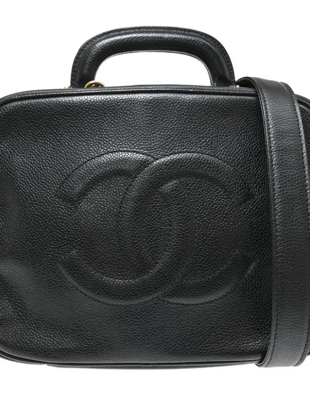 Chanel Black Calfskin Timeless Lunch Box Vanity 24 2way Handbag